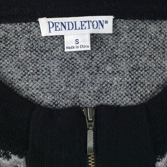 Pendleton Cardigan Sweater Womens Small Full Zip Leopard Print Wool Metallic - Picture 7 of 8